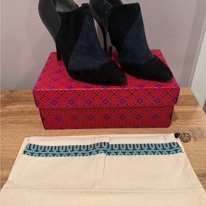Tory Burch Black and Navy Heeled Boots